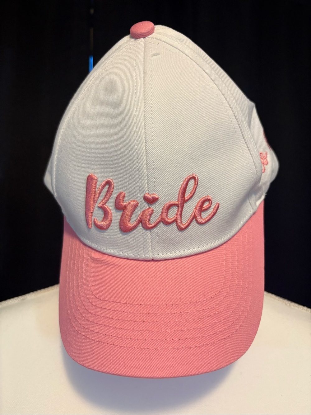 White & Pink Bride Embroidered Cap